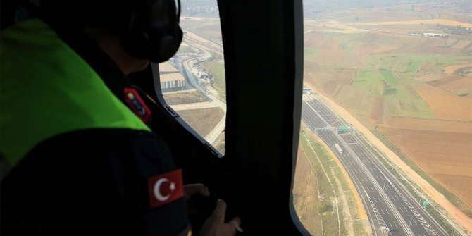 Kuzey Marmara Otoyolu'nda helikopter destekli trafik denetimi