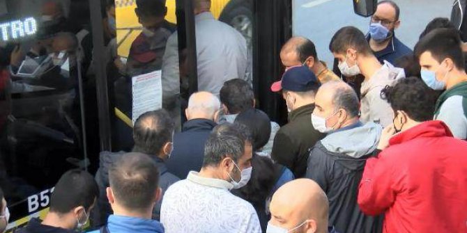 İstanbul'da otobüsler doldu taştı, sosyal mesafe unutuldu
