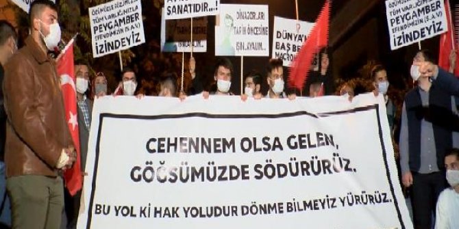 Ankara'da Fransa Büyükelçiliği önünde 'Charlie Hebdo' protestosu