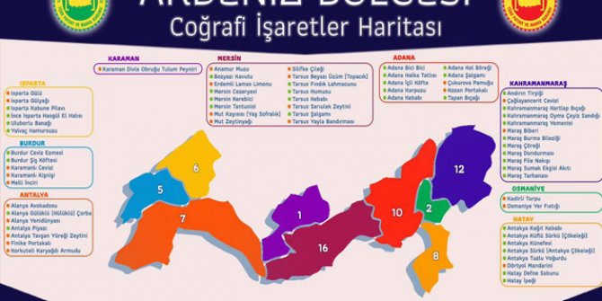 Akdeniz'in 'coğrafi işaret' haritası çıktı