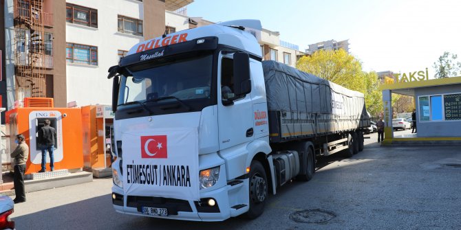 Etimesgut'tan deprem bölgesine 1 tır gıda malzemesi gönderildi