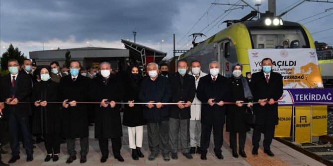 Tekirdağ'dan Avrupa'ya açılan ilk ihraç yük trenini TBMM Başkanı Şentop uğurladı