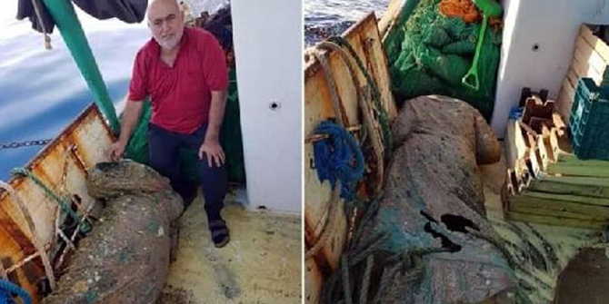 Ağlarına 300 kiloluk bronz kadın heykeli takıldı