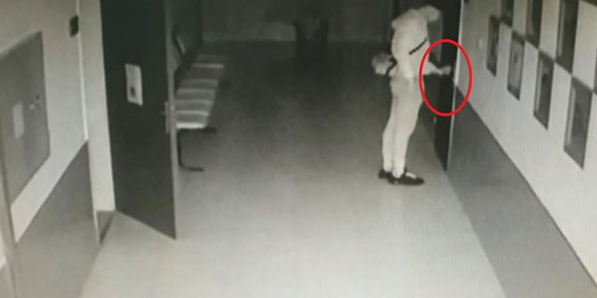 Hizmetlinin okuldaki kasadan hırsızlığı kamerada