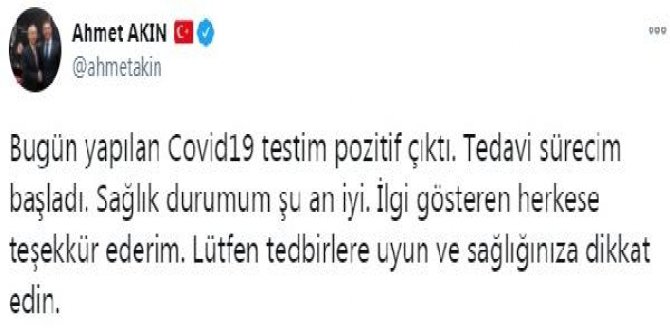 CHP Genel Başkan Yardımcısı Akın, koronavirüse yakalandı