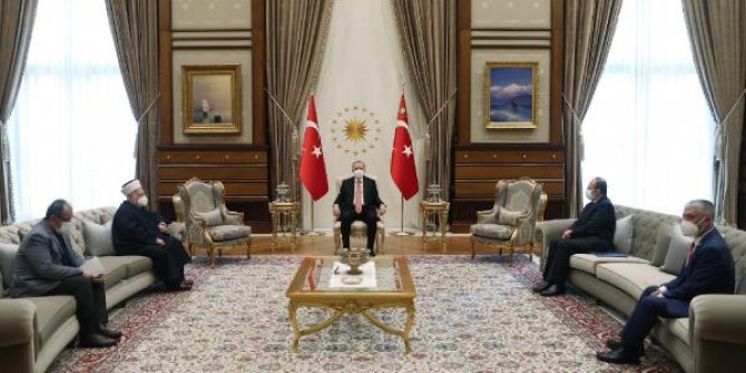 Cumhurbaşkanı Erdoğan, Mescid-i Aksa İmam Hatibi'ni kabul etti