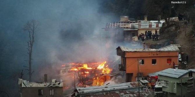 Rize’de köyde yangın; 10 ev kullanılamaz hale geldi