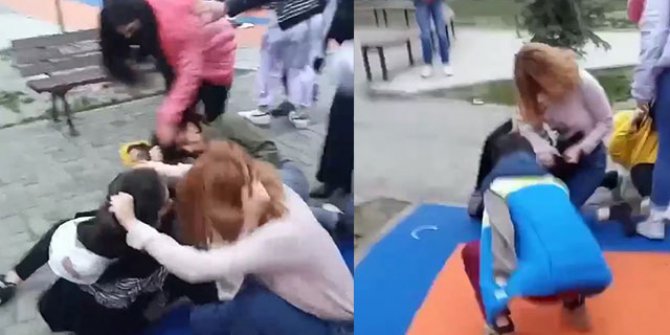 Kızların tekme tokat 'erkek' kavgası kamerada