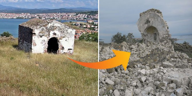 250 yıllık manastır şapeli defineci kazıları nedeniyle yıkıldı