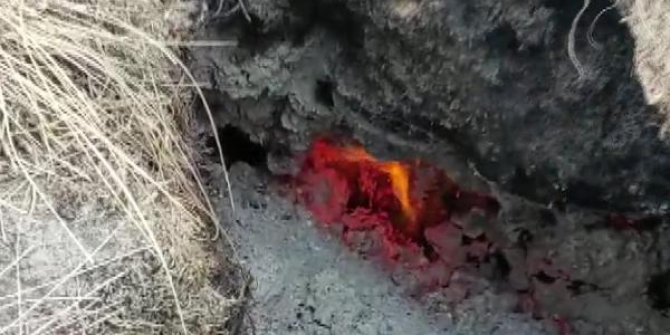 Konya'da, toprak altında metan gazı kaynaklı ateşe AFAD incelemesi