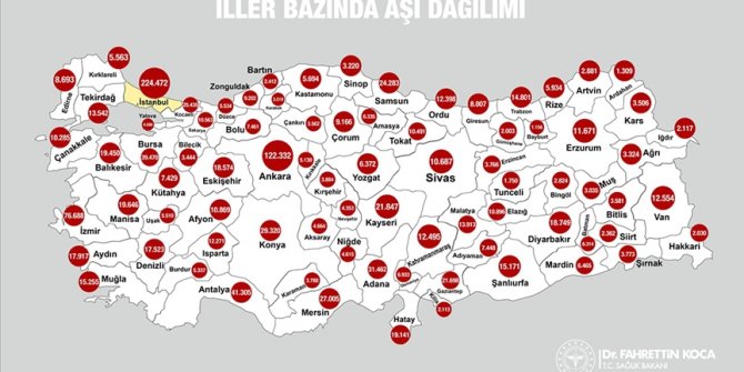 1,2 milyon aşı Türkiye'nin tamamına ulaştı