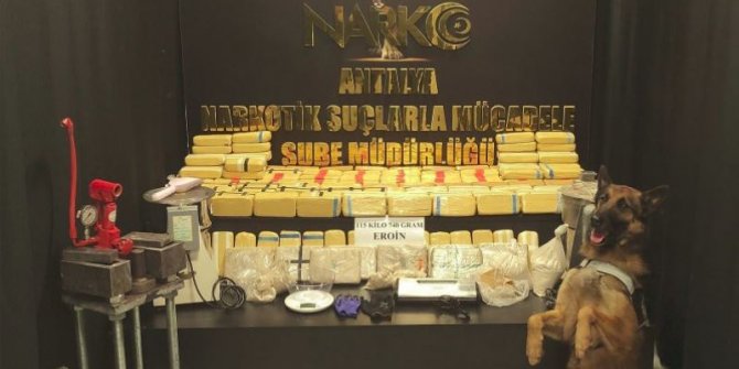 Antalya'da 115 kilo eroin ele geçirildi