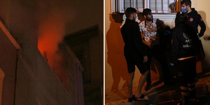 Komşuları alevlerin arasında son anda kurtardı
