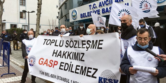Avcılar'da belediye çalışanlarından toplu sözleşme eylemi