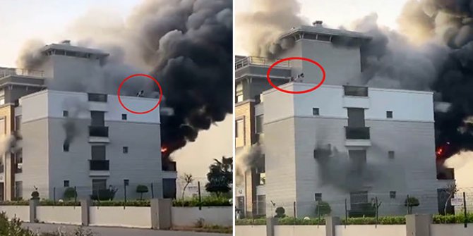 Antalya'da korkutan yangın; terasa çıkıp yardım istediler