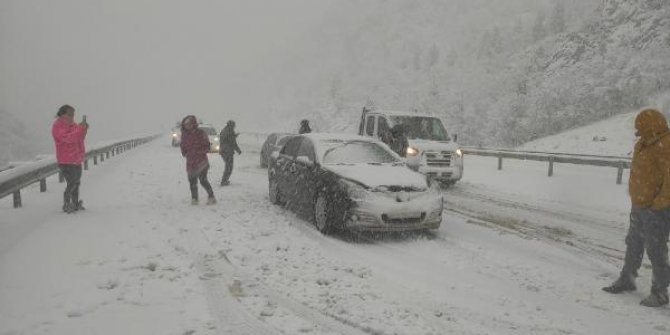 Konya- Antalya karayolunda ulaşıma 'kar' engeli