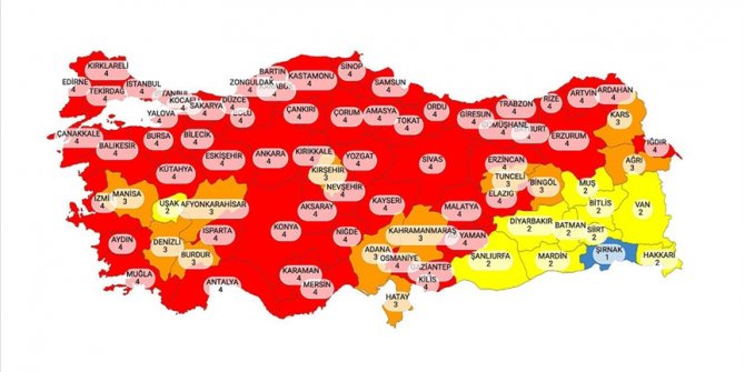 Kovid-19 risk değerlendirme haritası açıklandı