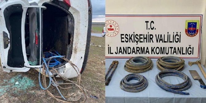 Kaza yaptı, kablo hırsızlığı ortaya çıktı