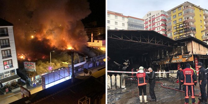 Kızılcahamam'daki çarşıda 20 iş yeri yandı