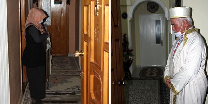 Oturdukları apartmanda daire kapılarını açık bırakıp, imam eşliğinde ilk teravihi kıldılar