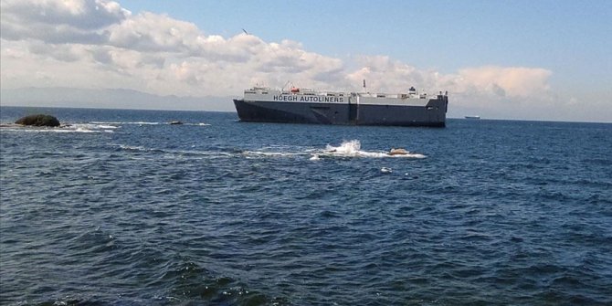 Tuzla'da karaya oturan "Hoegh Pusan" isimli geminin kurtarılması için keşif çalışması yapılıyor.