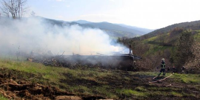 Bolu'da kullanılmayan köy okulu yandı