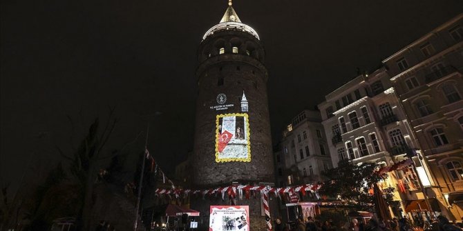 Galata Kulesi'ne 40 ülke ile 81 ilden gönderilen çocukların fotoğraf ve videoları yansıdı
