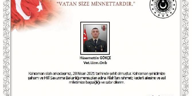 Pençe- Şimşek, Pençe- Yıldırım Operasyonu'nda Uzman Onbaşı şehit oldu