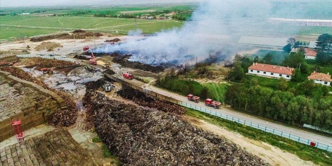 Afyonkarahisar'da biyokütle enerji santralindeki yangında 30 bin ton odun ve tomruk yandı