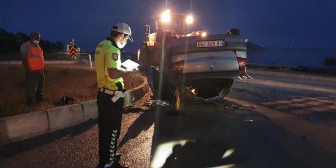 Mersin'de, takla atan otomobildeki 2'si çocuk 4 kişi yaralandı