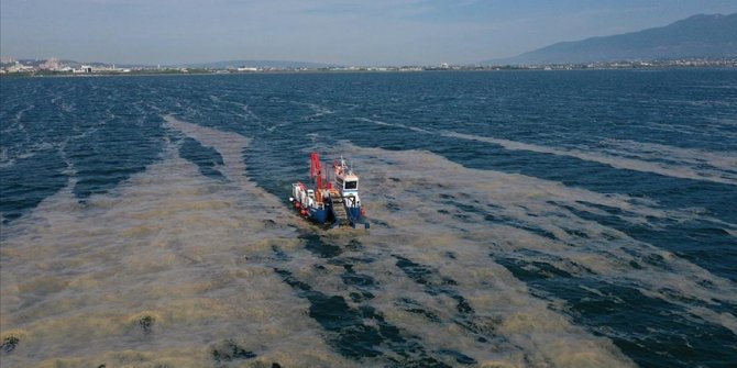 İzmit Körfezi'nden 100 ton deniz salyası temizlendi