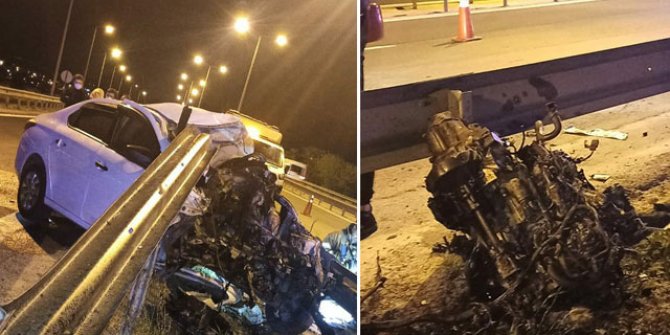 TEM'de bariyere çarpan otomobilin motoru yerinden fırladı: 1 ölü
