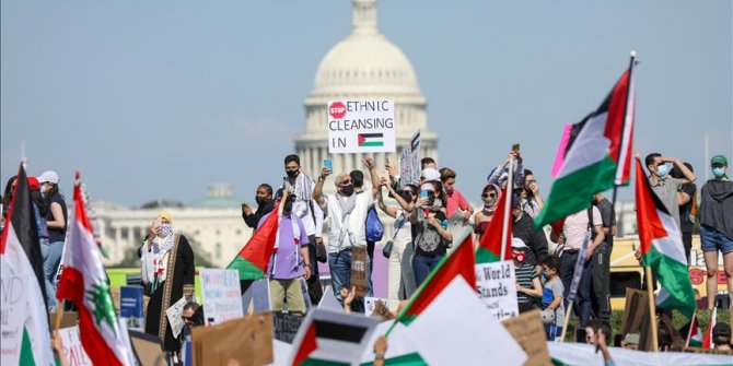 ABD'nin başkenti Washington'da binlerce kişi Filistin'e destek gösterisi düzenledi