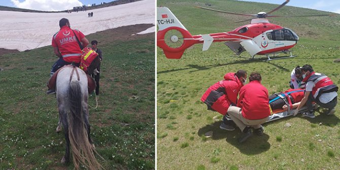 Yaylada babasının ölüm haberi ile fenalaşan kişi, ambulans helikopterle hastaneye ulaştırıldı