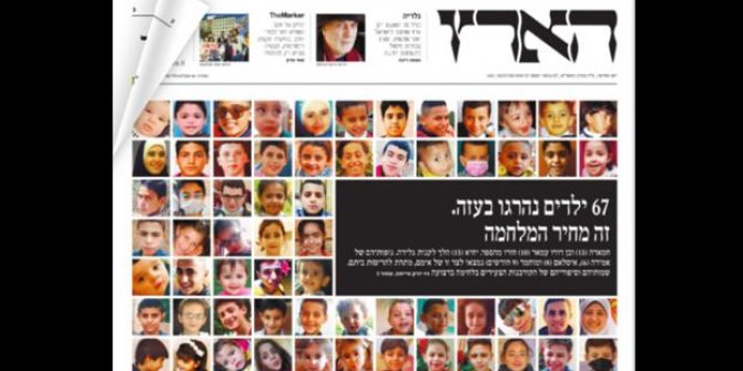 İsrailli Haaretz gazetesinden 'öldürülen Gazzeli çocuklar' manşeti