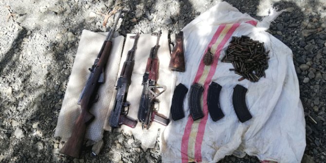 Van'da PKK'lı teröristlere ait silah ve mühimmat ele geçirildi