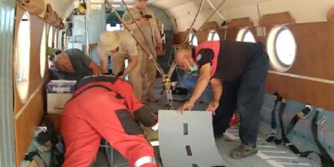 Yangın söndürme helikopterine giren yılan panik yarattı