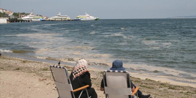 Marmara Denizi'ndeki müsilaj Çanakkale ve Bursa kıyılarında rüzgarın etkisiyle yüzeyde görülüyor