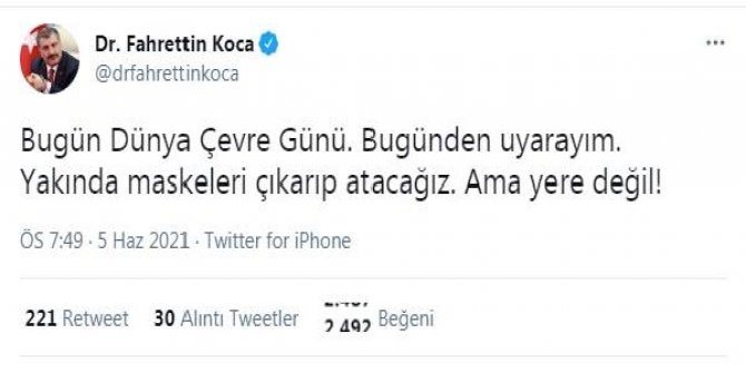 Bakan Koca: Yakında maskeleri atacağız; ama yere değil