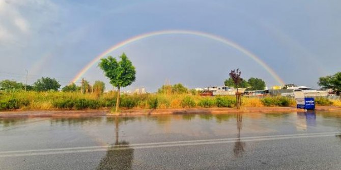 Antalya'da sağanak sonrası gökkuşağı