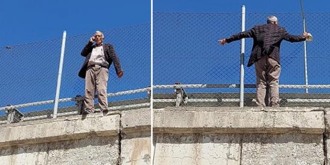 İneklerinin otlatılmasına izin verilmeyince köprüye çıktı