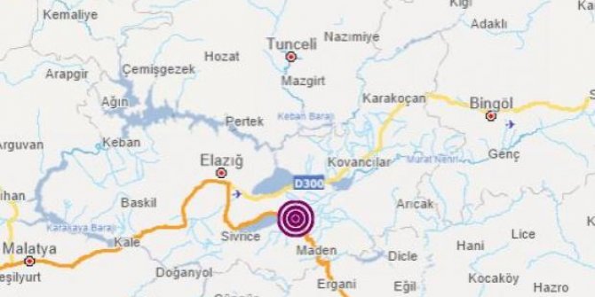 Elazığ'da deprem meydana geldi