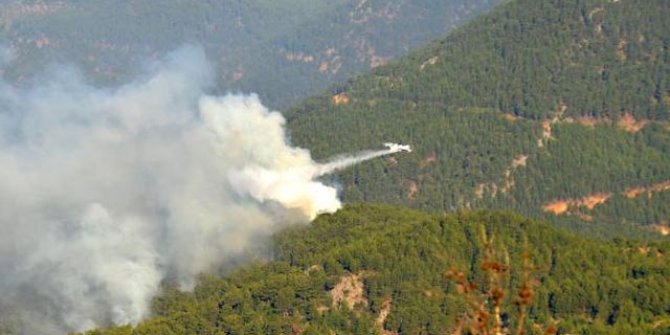 Mersin'deki orman yangınına havadan müdahale yeniden başladı