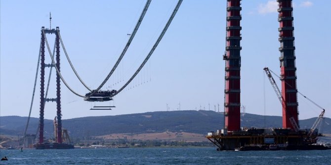 '1915 Çanakkale Köprüsü'nün tabliye montaj çalışmaları devam ediyor