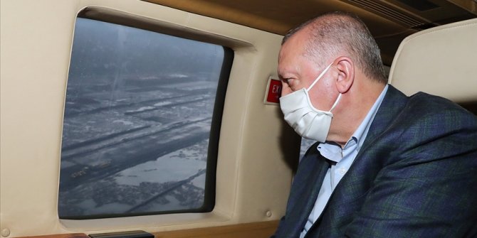 Cumhurbaşkanı Erdoğan, Rize-Artvin Havalimanını havadan inceledi