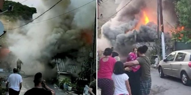 Sarıyer'de kokutan yangn: Gecekondu küle döndü