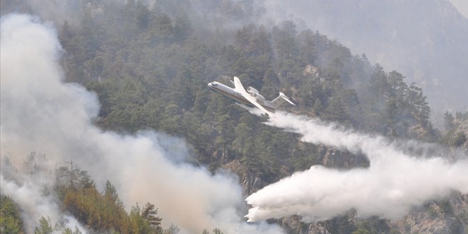 Muğla'da devam eden 5 yangına havadan ve karadan müdahalede bulunuluyor