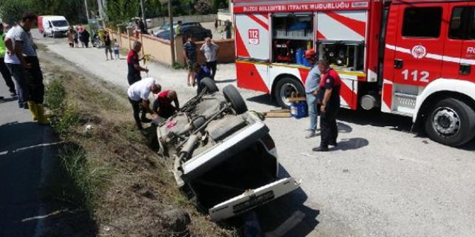 Takla atan otomobil kanala düştü: 2 yaralı