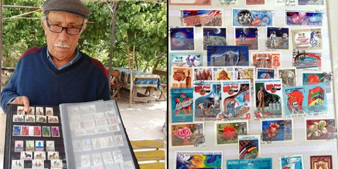 50 yılda 200 bin pul biriktirdi