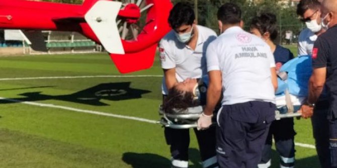 Kalp krizi geçiren hasta, ambulans helikopterle sevk edildi